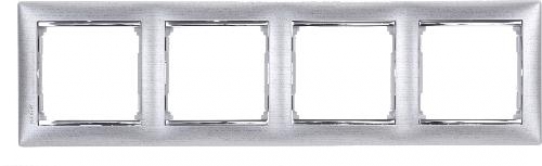 Рамка Legrand Valena 4 поста матовый алюминий/серебряный штрих (770334) - магазин электротехники Electroshop