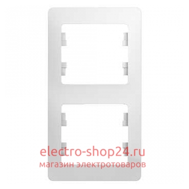 Рамка Schneider Electric Glossa 2-постовая, вертикальная, белый GSL000106 - магазин электротехники Electroshop