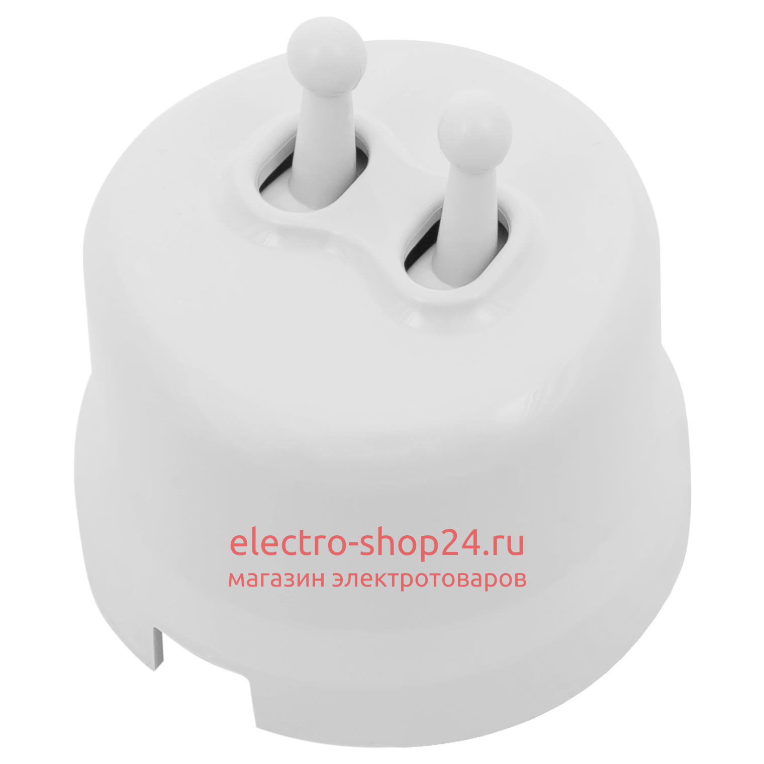Кнопка 2-тумблерная ОП Bironi Лизетта пластик цвет белый (тумблерный) B1-232-21-PB - магазин электротехники Electroshop