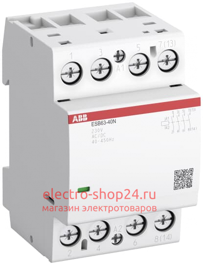 ESB63-40N-06 Модульный контактор ABB (63А АС-1, 4НО) катушка 230В AC/DC 3 модуля 1SAE351111R0640 1SAE351111R0640 - магазин электротехники Electroshop