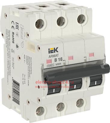 Автоматический выключатель ARMAT M06N 3Р 16А 6кА характеристика B ИЭК (автомат) AR-M06N-3-B016 AR-M06N-3-B016 - магазин электротехники Electroshop