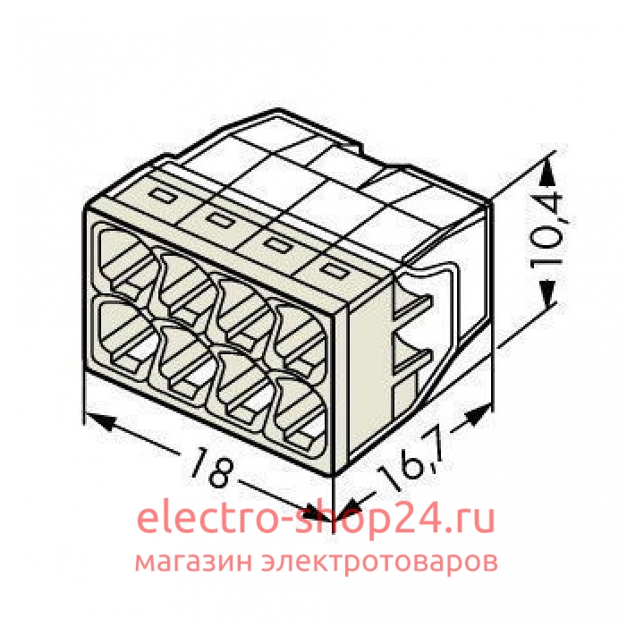 Клеммник WAGO 8 (одножильных) х 0,5-2,5 мм2 24A Cu 2273-208 - магазин электротехники Electroshop