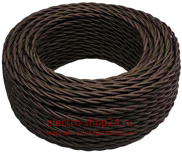 Ретро провод 2х2,5мм Bironi коричневый глянец бухта 10м B1-425-072-10 B1-425-072-10 - магазин электротехники Electroshop