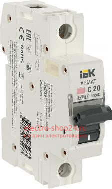 Автоматический выключатель ARMAT M06N 1Р 20А 6кА характеристика С ИЭК (автомат) AR-M06N-1-C020 AR-M06N-1-C020 - магазин электротехники Electroshop