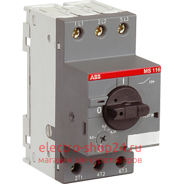 Автомат ABB MS116-0.4 50 кА с регулируемой тепловой защитой 0.25A - 0.4А 1SAM250000R1003 1SAM250000R1003 - магазин электротехники Electroshop