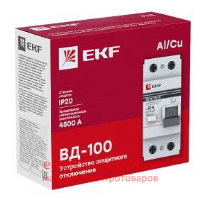 УЗО ВД-100 2P 63А/100мА (электромеханическое) АС PROxima EKF (ВДТ) elcb-2-63-100-em-pro elcb-2-63-100-em-pro - магазин электротехники Electroshop