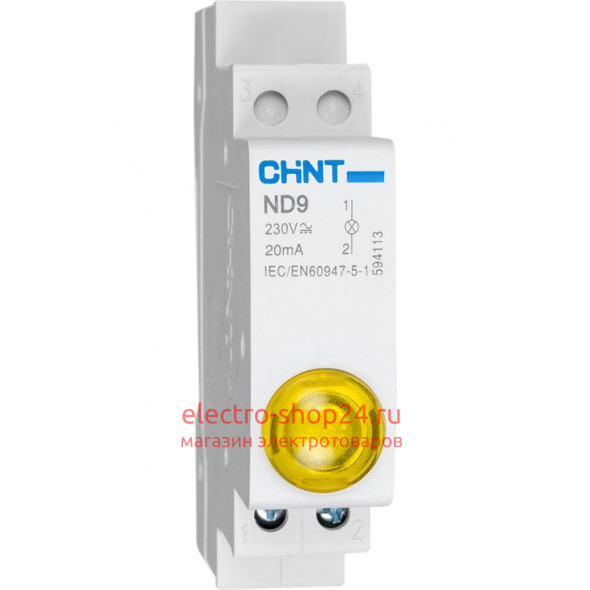 Индикатор ND9-1/y желтый AC/DC230В (LED) CHINT 594118 594118 - магазин электротехники Electroshop