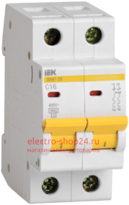 Автоматический выключатель ВА47-29 2Р 16А 4,5кА характеристика С ИЭК (автомат) MVA20-2-016-C MVA20-2-016-C - магазин электротехники Electroshop
