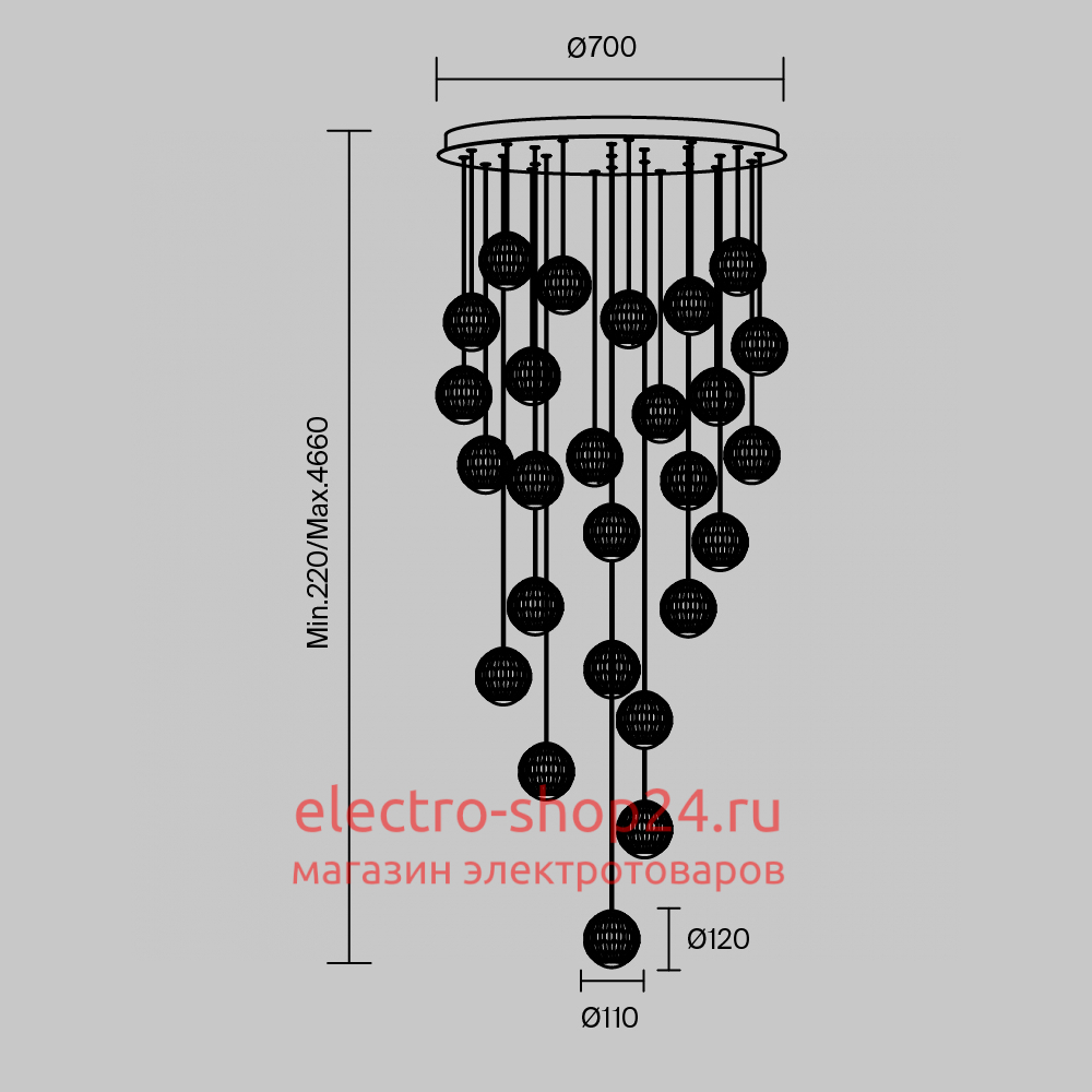 Каскадная люстра Maytoni Sapphire MOD293PL-L140BS3K MOD293PL-L140BS3K - магазин электротехники Electroshop