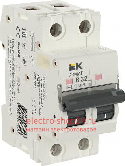 Автоматический выключатель ARMAT M06N 2Р 32А 6кА характеристика B ИЭК (автомат) AR-M06N-2-B032 AR-M06N-2-B032 - магазин электротехники Electroshop