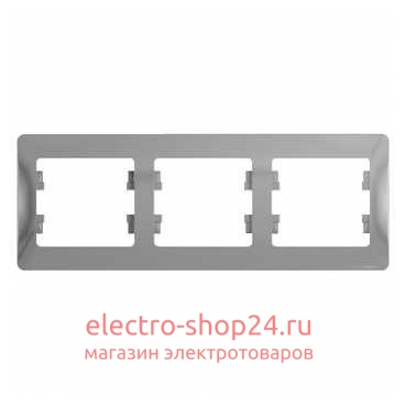 Рамка Schneider Electric Glossa 3-постовая, горизонтальная, алюминий GSL000303 GSL000303 - магазин электротехники Electroshop
