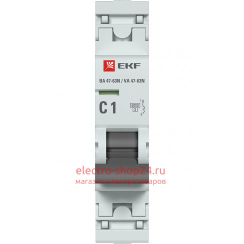Автоматический выключатель 1P 1А (C) 6кА ВА 47-63N EKF PROxima (автомат) M636101C  M636101C - магазин электротехники Electroshop