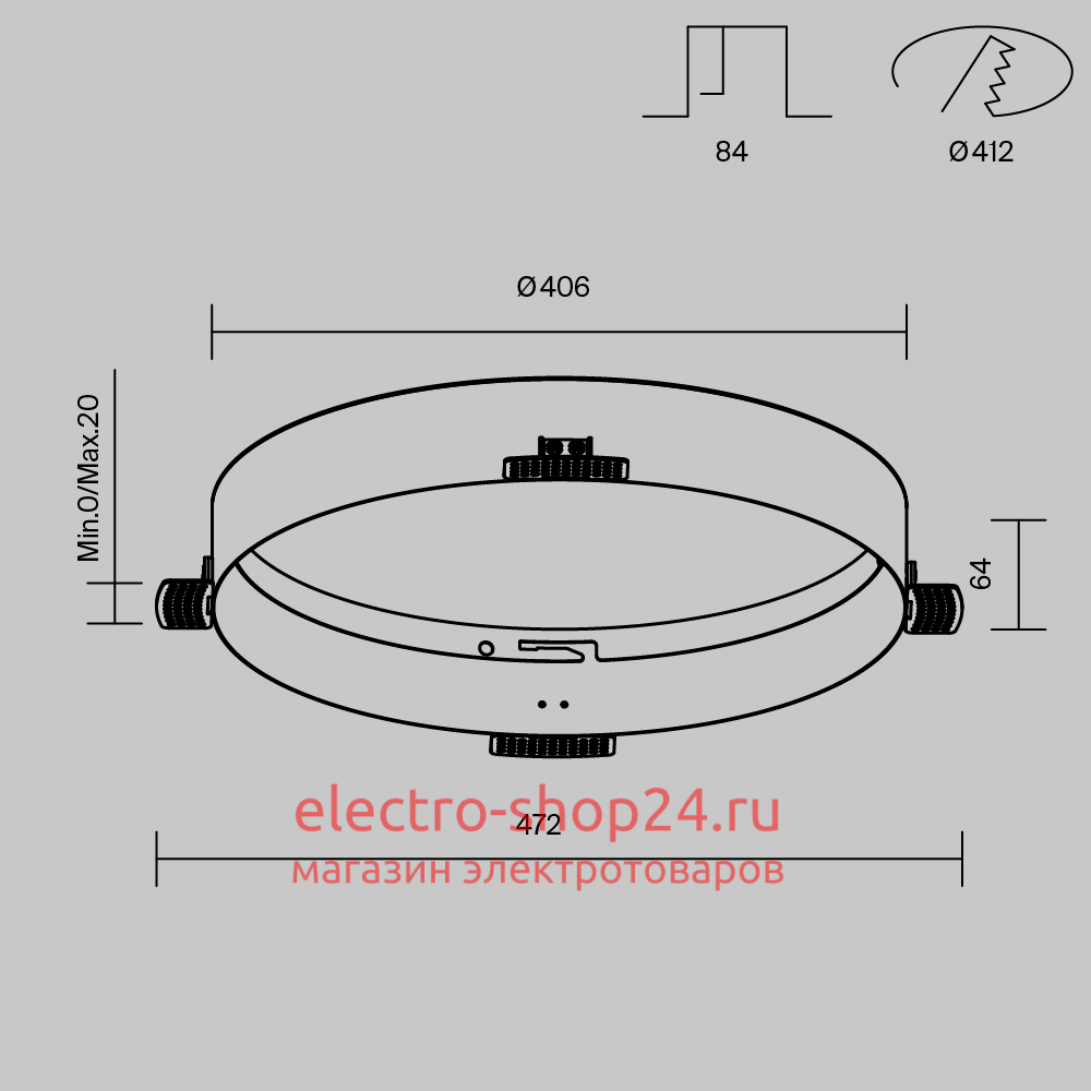 Рамка для встраиваемого светильника Maytoni Downlight DLA032-TRS45-W DLA032-TRS45-W - магазин электротехники Electroshop