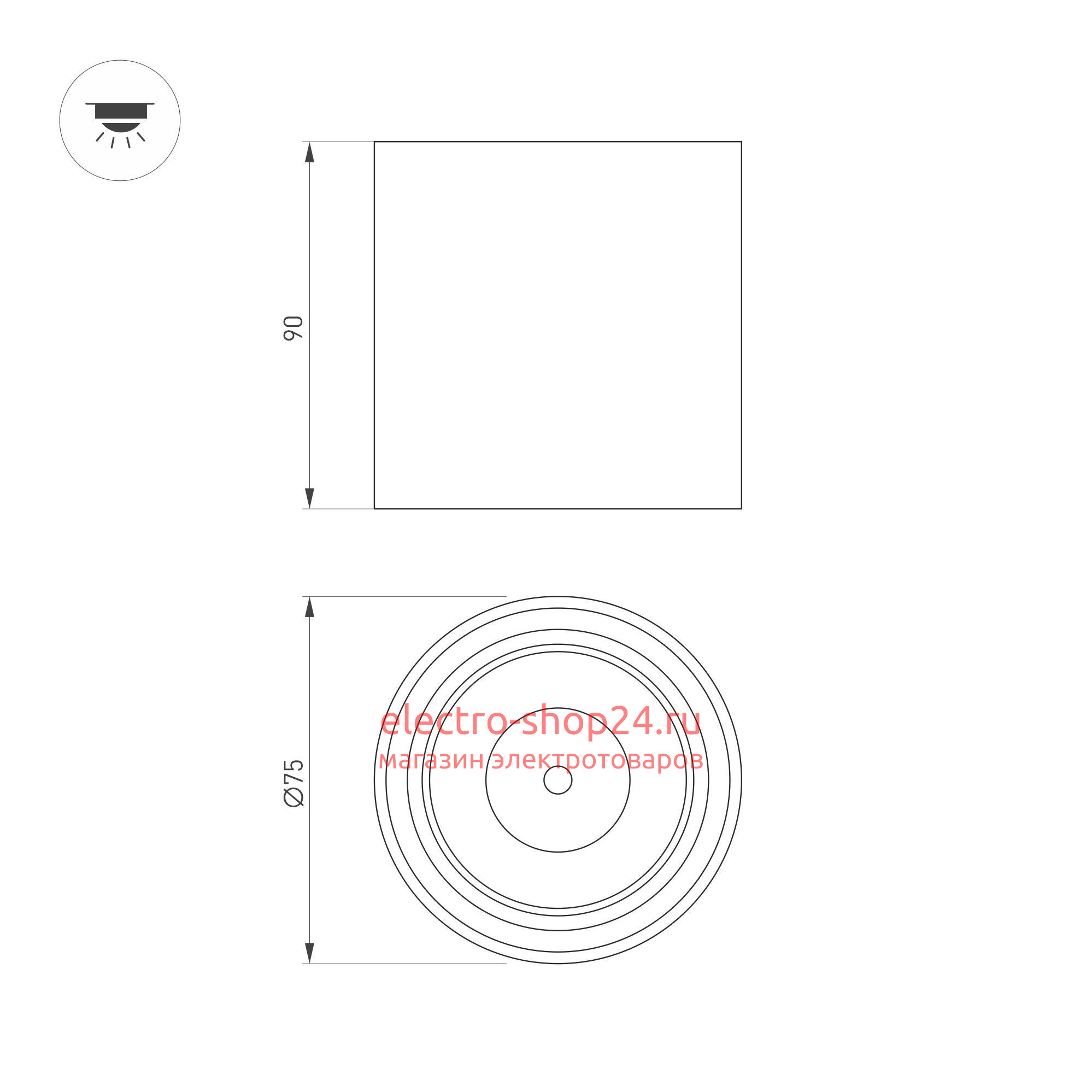 Накладной светильник Arlight SP-SALT-R75-8W Day4000 (WH-BK, 40 deg, 230V) 039376 039376 - магазин электротехники Electroshop