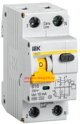 Дифференциальный автомат АВДТ 32 B16 10мА тип А ИЭК (дифавтомат, АВДТ) MAD22-5-016-B-10 MAD22-5-016-B-10 - магазин электротехники Electroshop
