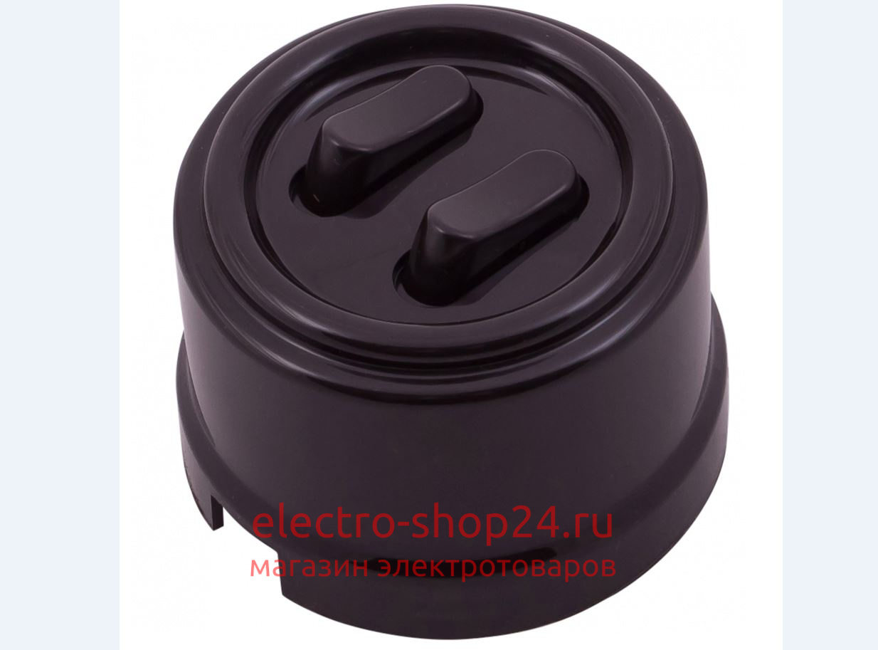 Кнопка 2-клавишная ОП Bironi Лизетта пластик цвет коричневый (клавишный) B1-222-22-PB - магазин электротехники Electroshop
