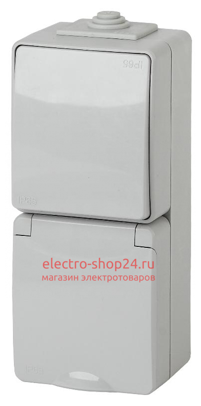 Блок розетка+выключатель вертикальный IP65 16A открытой установки Эра Эксперт серый 11-7607-03 Б0035998  Б0035998 - магазин электротехники Electroshop