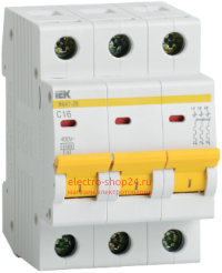Автоматический выключатель ВА47-29 3Р 1А 4,5кА характеристика С ИЭК (автомат) MVA20-3-001-C MVA20-3-001-C - магазин электротехники Electroshop