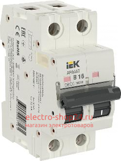 Автоматический выключатель ARMAT M06N 2Р 16А 6кА характеристика B ИЭК (автомат) AR-M06N-2-B016 AR-M06N-2-B016 - магазин электротехники Electroshop