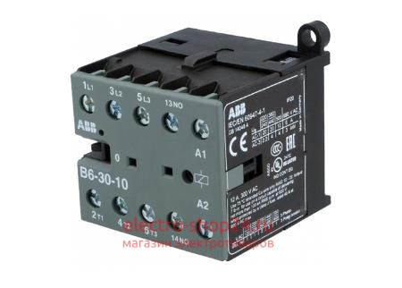 Миниконтактор ABB B6-30-10 9A (400В AC3) 20A (400В AC1) катушка 230В АС GJL1211001R8100 - магазин электротехники Electroshop