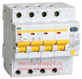 Дифференциальный автомат АД14 4Р 6А 10мА ИЭК - магазин электротехники Electroshop