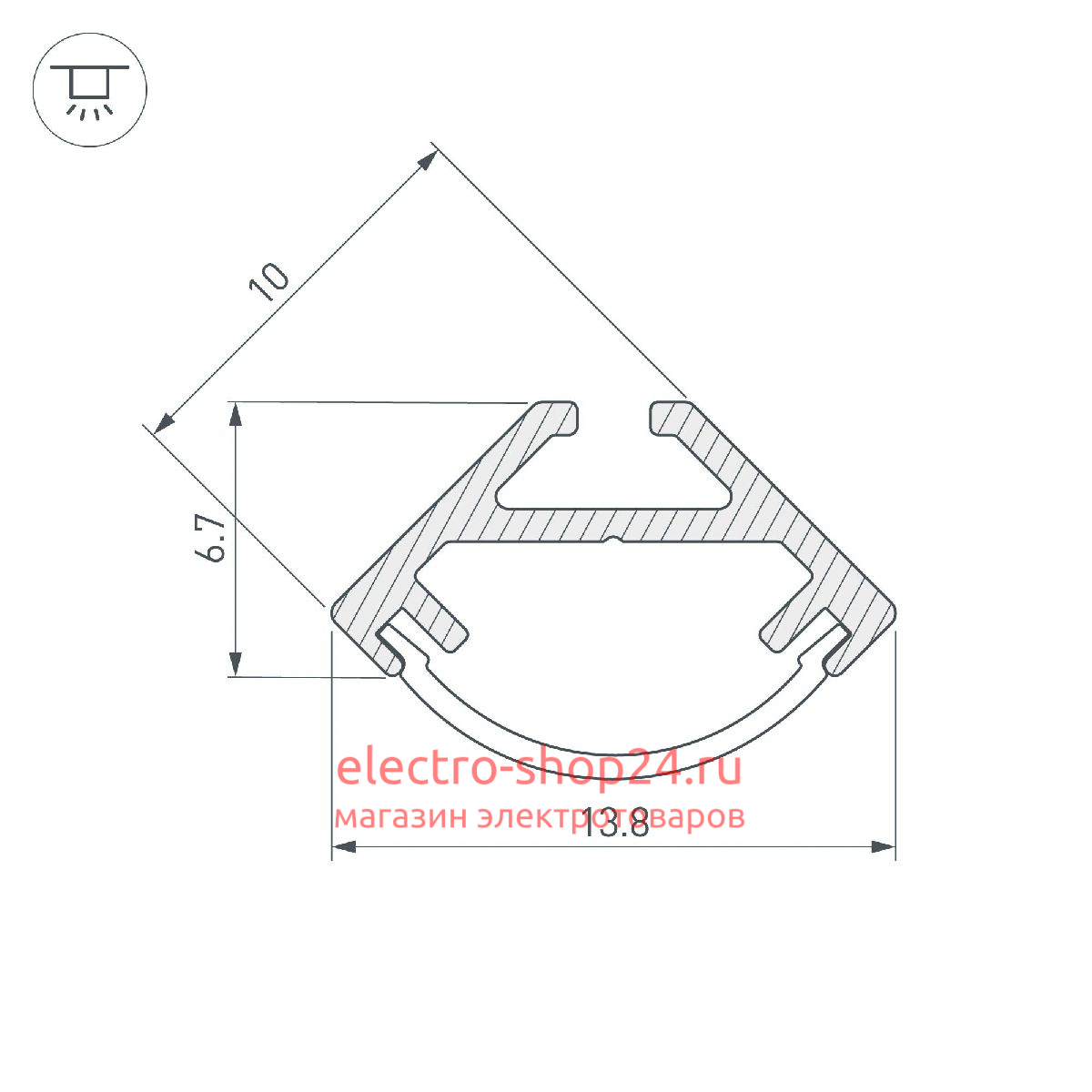 Алюминиевый профиль Arlight SL-KANT-H10-2000 BLACK 049014 049014 - магазин электротехники Electroshop