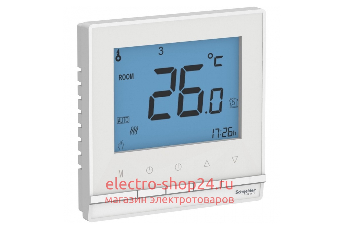 Термостат электронный для теплого пола с выносным датчиком.от+5 до +35°C16A Schneider Electric AtlasDesign белый ATN000138 ATN000138 - магазин электротехники Electroshop
