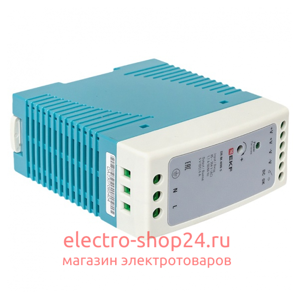 Блок питания на DIN-рейку DR-M-40W-5 40Вт вход 80-264В АС стабилизированный выход 5В DC PROxima EKF DR-M-40W-5 DR-M-40W-5 - магазин электротехники Electroshop