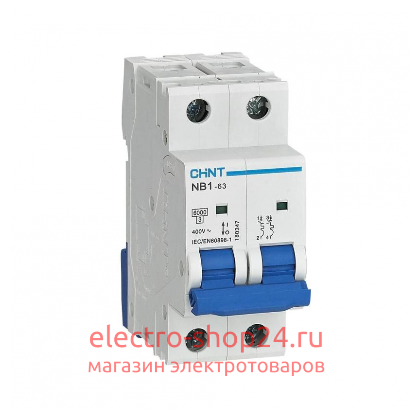 Автоматический выключатель NB1-63 2P 2A 6кА х-ка C (R) CHINT 179659 179659 - магазин электротехники Electroshop