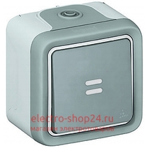 Кнопочный выключатель с подсветкой IP55 накладной монтаж Legrand Plexo серый 069722 069722 - магазин электротехники Electroshop