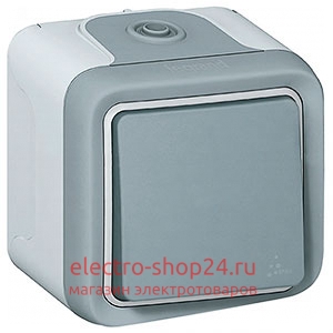 Кнопочный выключатель IP55 накладной монтаж Legrand Plexo серый 069720 069720 - магазин электротехники Electroshop
