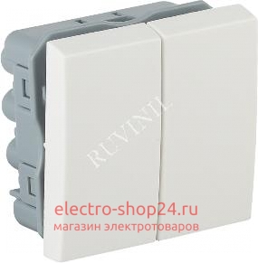 Выключатель модульный двухклавишный 45х45мм Рувинил белый АДЛ 13-905 Ruvinil АДЛ 13-905 - магазин электротехники Electroshop