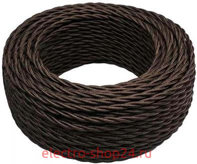 Ретро провод 3х2,5мм Bironi коричневый глянец бухта 20м B1-435-072-20 B1-435-072-20 - магазин электротехники Electroshop