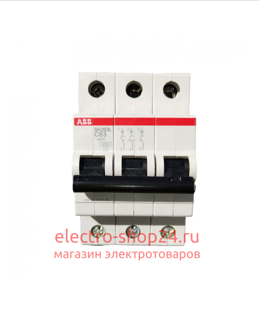 SH203L C63 Автоматический выключатель 3-полюсный 63А 4,5кА (хар-ка C) ABB 2CDS243001R0634 2CDS243001R0634 - магазин электротехники Electroshop