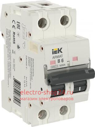 Автоматический выключатель ARMAT M06N 2Р 6А 6кА характеристика B ИЭК (автомат) AR-M06N-2-B006 AR-M06N-2-B006 - магазин электротехники Electroshop
