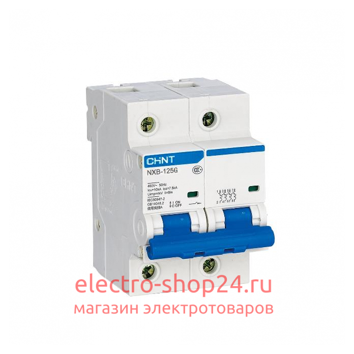 Автоматический выключатель NXB-125 2P 80A 10кА х-ка C (R) CHINT 816131 816131 - магазин электротехники Electroshop