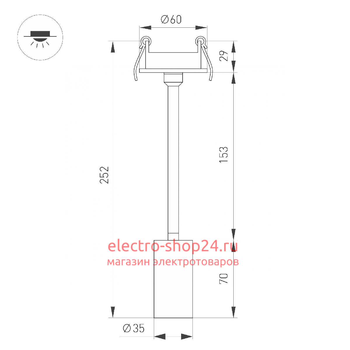 Встраиваемый спот Arlight LGD-PERISCOPE-R35-6W Day4000 (BK, 24 deg, 230V) 045193 045193 - магазин электротехники Electroshop