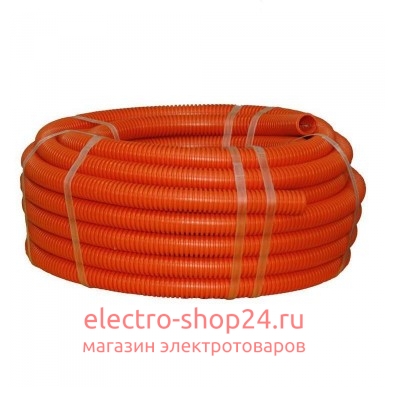 Труба ПНД гофрированная DKC д.25мм, лёгкая с протяжкой, цвет оранжевый 71925 (бухта 50м) - магазин электротехники Electroshop