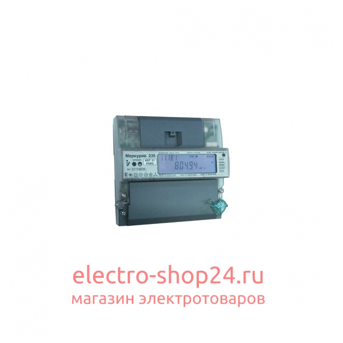 Электросчетчик Меркурий 236 ART-01 PQRS 3*230/400В 5(60)А 1,0/2,0 кл. т. Мн.т. опт. RS-485 ЖКИ 236 ART-01 PQRS  - магазин электротехники Electroshop
