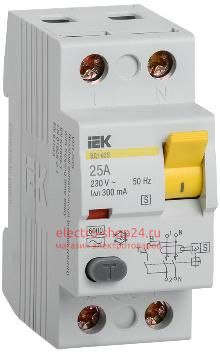УЗО ВД1-63S 2Р 25А 300мА тип AC селективное ИЭК (ВДТ) MDV12-2-025-300 MDV12-2-025-300 - магазин электротехники Electroshop
