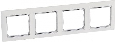 Рамка Legrand Valena 4 поста белый/серебряный штрих (770494) - магазин электротехники Electroshop