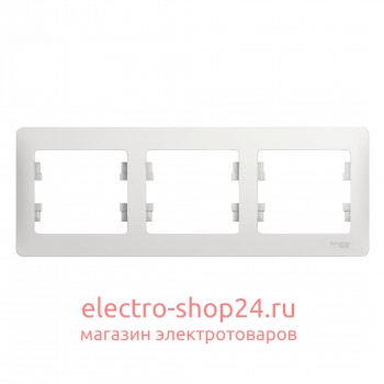 Рамка Schneider Electric Glossa 3-постовая, горизонтальная, белый GSL000103 - магазин электротехники Electroshop