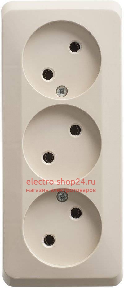 Розетка тройная б/з Schneider Electric Этюд кремовая PA16-009K - магазин электротехники Electroshop
