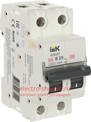 Автоматический выключатель ARMAT M06N 2Р 25А 6кА характеристика B ИЭК (автомат) AR-M06N-2-B025 AR-M06N-2-B025 - магазин электротехники Electroshop