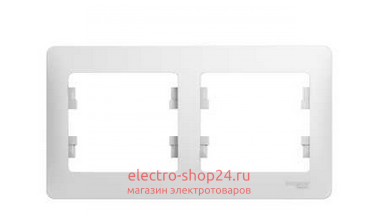 Рамка Schneider Electric Glossa 2-постовая, горизонтальная, белый GSL000102 GSL000102 - магазин электротехники Electroshop
