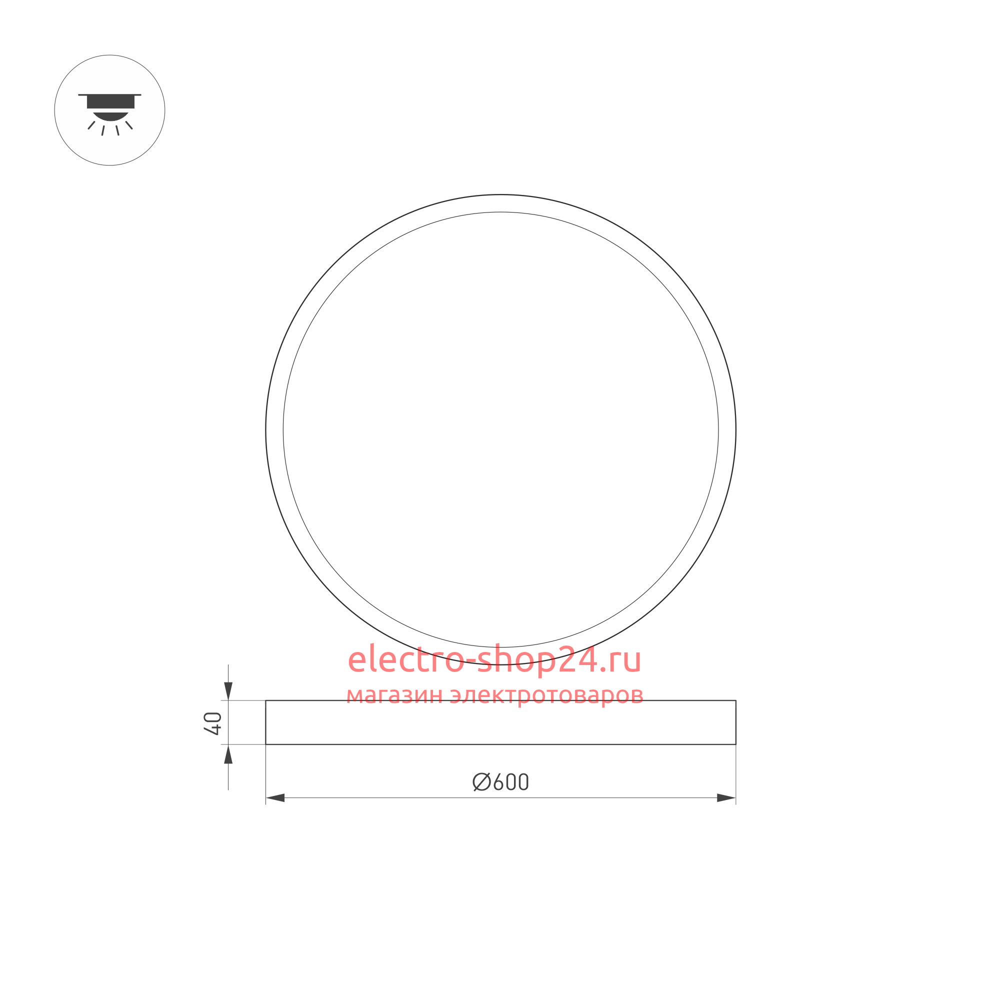 Настенно-потолочный светильник Arlight SP-Basic-R600-48W Warm3000 020524(1) 020524(1) - магазин электротехники Electroshop