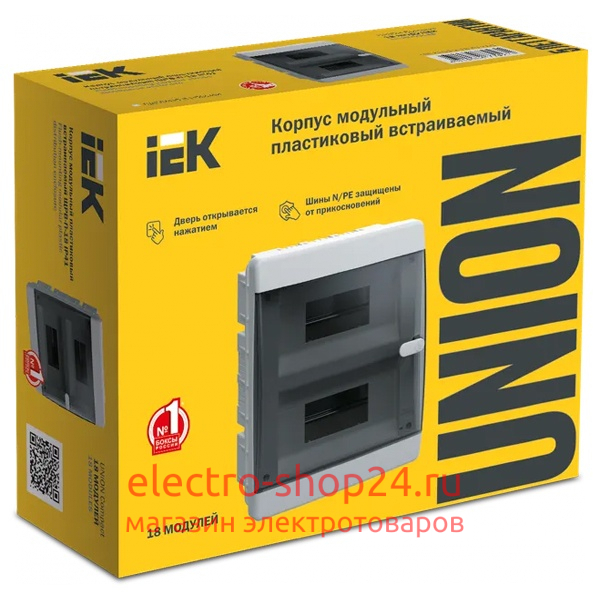 Щит встраиваемый UNION Compact ЩРВ-П-18 (2х9)м прозрачная дверь IP41 IEK UIC-KP12-V-18-41-K01 UIC-KP12-V-18-41-K01 - магазин электротехники Electroshop