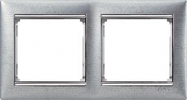 Рамка Legrand Valena 2 поста матовый алюминий/серебряный штрих (770332) - магазин электротехники Electroshop