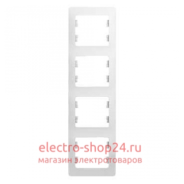 Рамка Schneider Electric Glossa 4-постовая, вертикальная, белый GSL000108 - магазин электротехники Electroshop