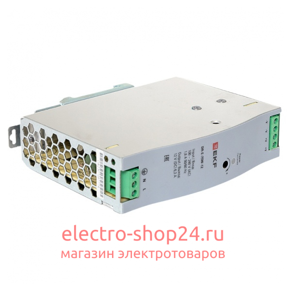 Блок питания на DIN-рейку DR-E-75W-12 75Вт вход 80-264В АС стабилизированный выход 12В DC PROxima EKF DR-E-75W-12 DR-E-75W-12 - магазин электротехники Electroshop